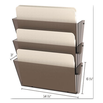 deflecto® Unbreakable Docupocket 3-pocket Wall File, Letter, 14 1-2 X 3 X 6 1-2, Smoke freeshipping - TVN Wholesale